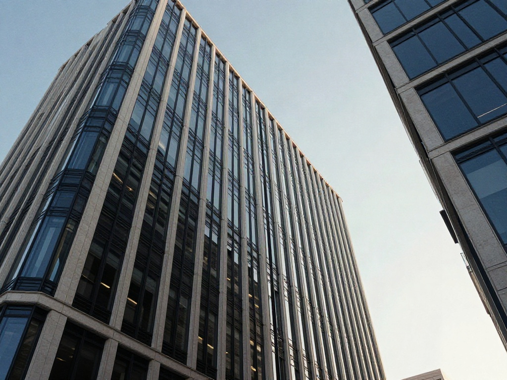 An upward perspective on contemporary European office towers